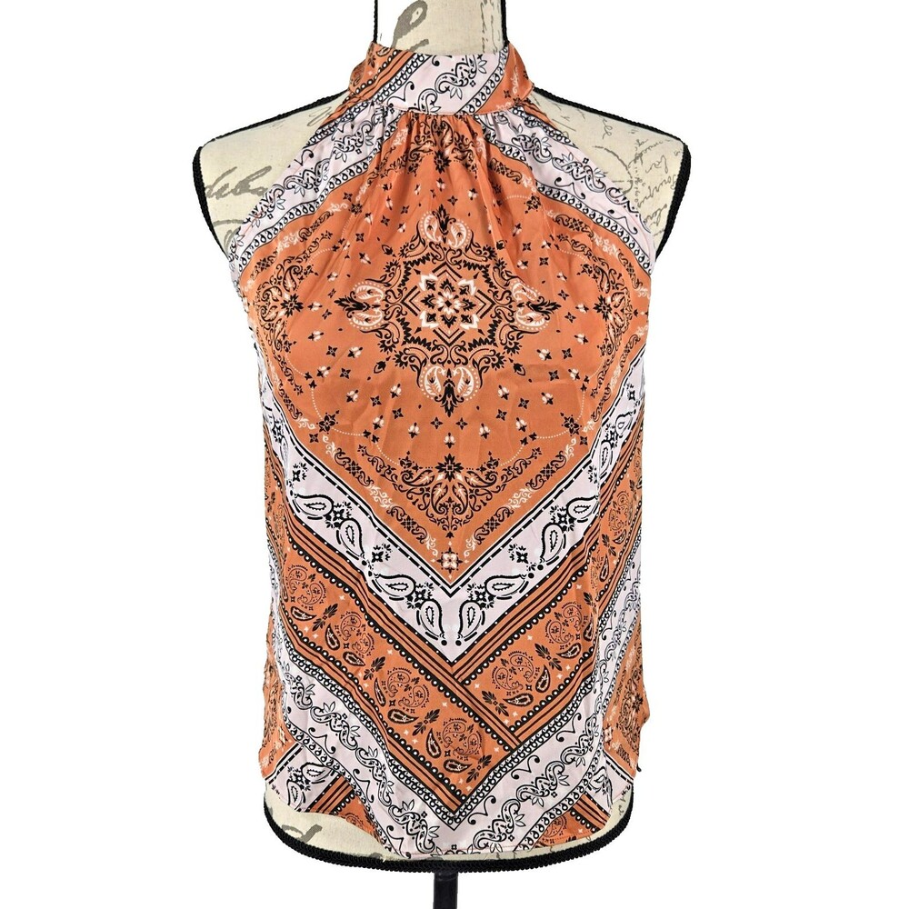 Rachel Zoe Women's Size Small Orange Handkerchief Halter Top‎ NWT